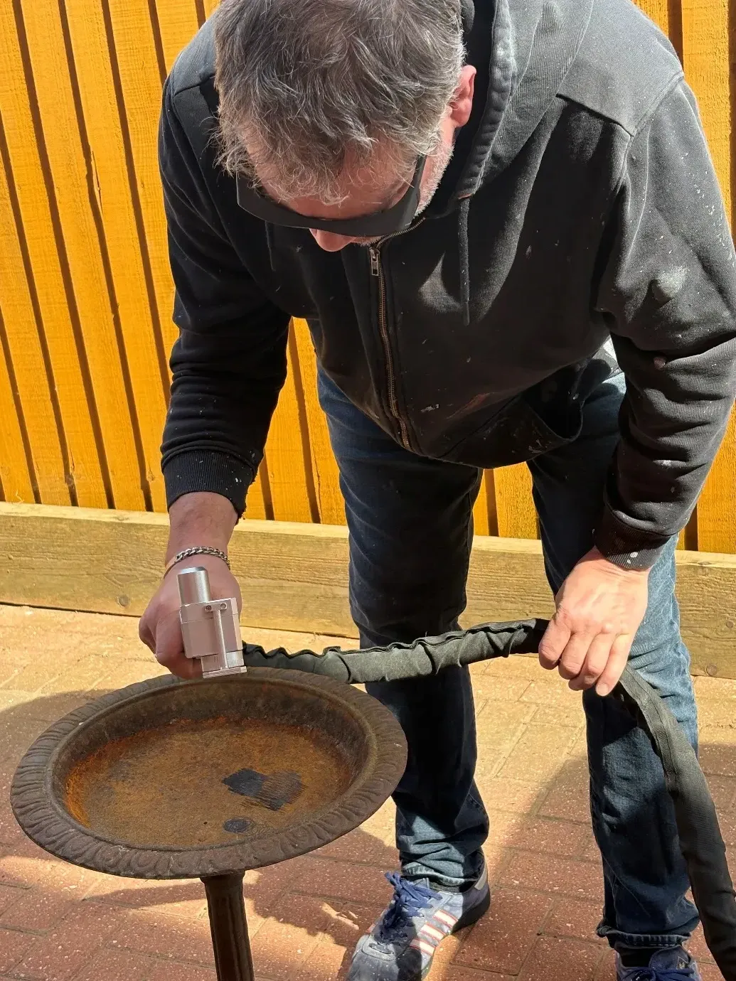 Restoration of Ornate Bird Bath, Birmingham — before laser cleaning