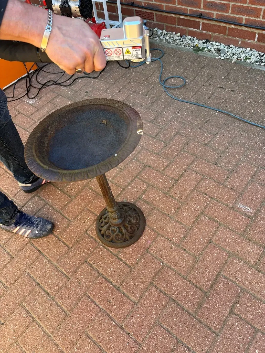 Restoration of Ornate Bird Bath, Birmingham — after laser cleaning
